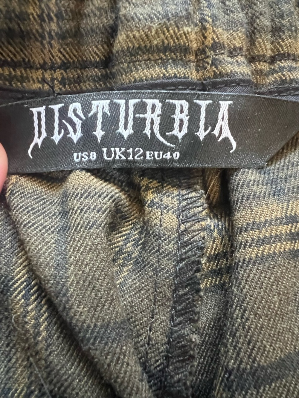 Disturbia Green and Black Plaid High-Waist Trousers - Picture 7 of 7